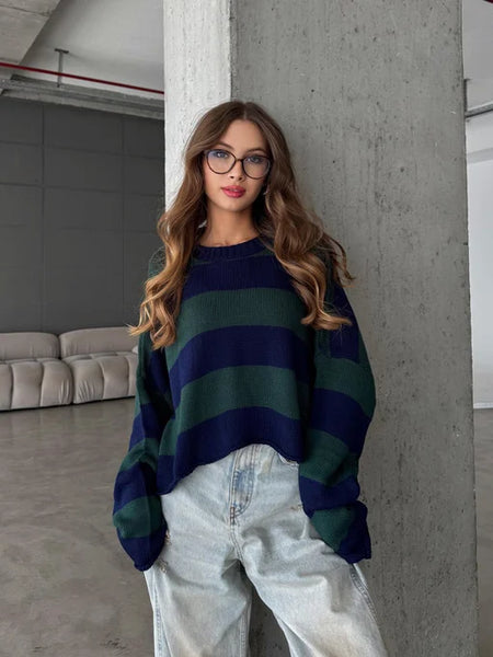 Sulo Cream Striped Knit Sweater