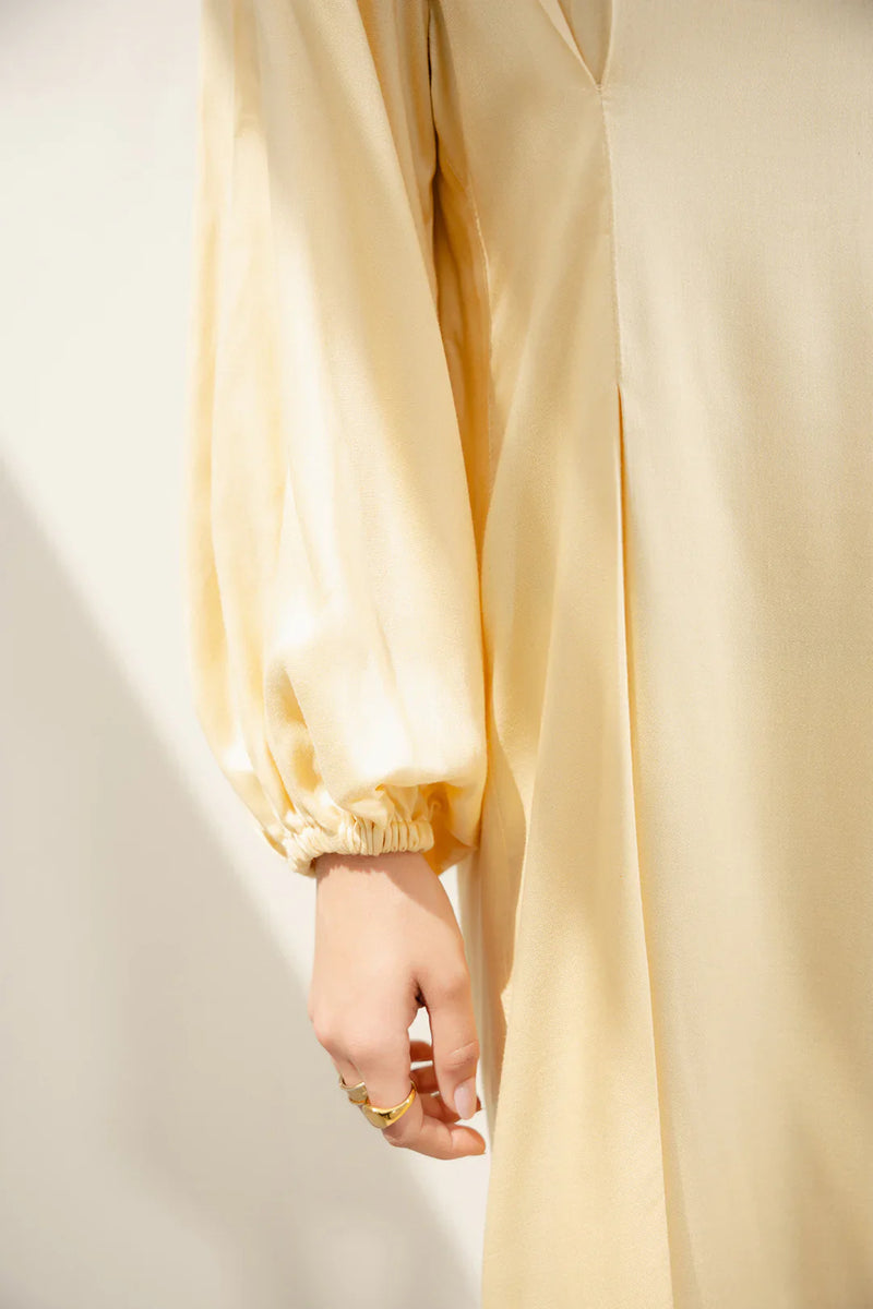 Butter Yellow Satin Viscose Dress