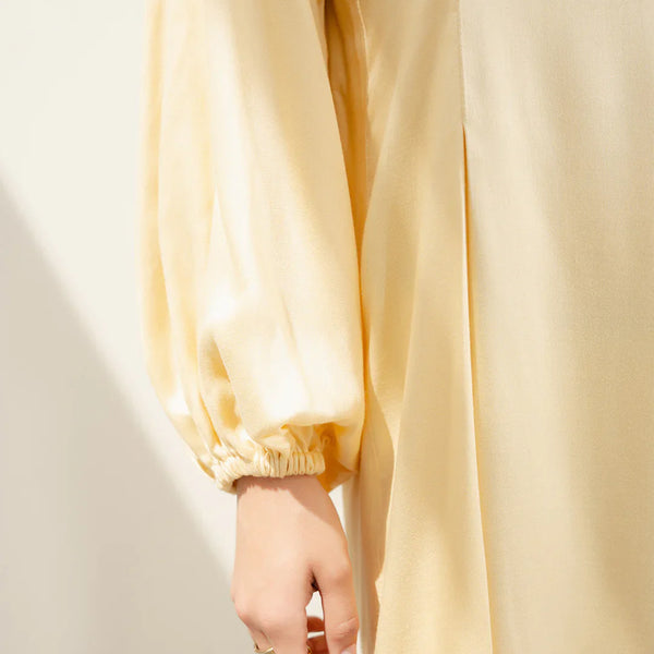 Butter Yellow Satin Viscose Dress