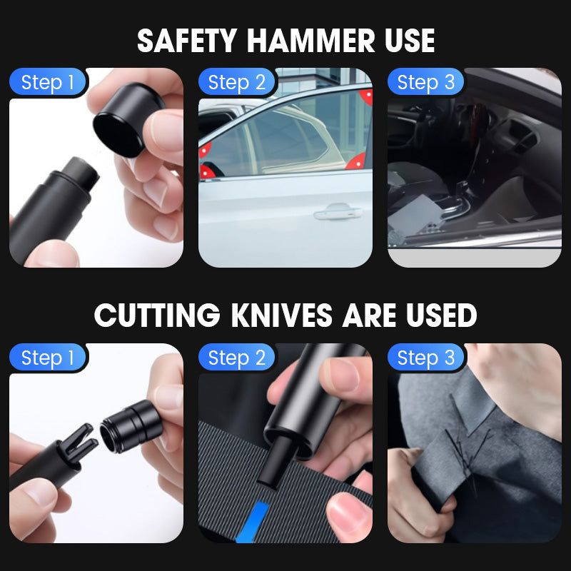 Multi-Functional Dual-Headed Car Safety Hammer
