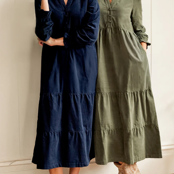 Women's V-neck Solid Color Multi-layered Hem Dress