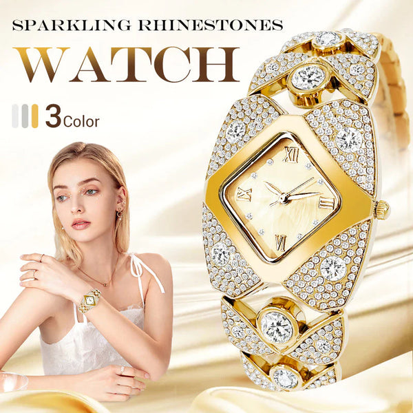 Women's Retro Quartz Watch with Sparkling Rhinestones