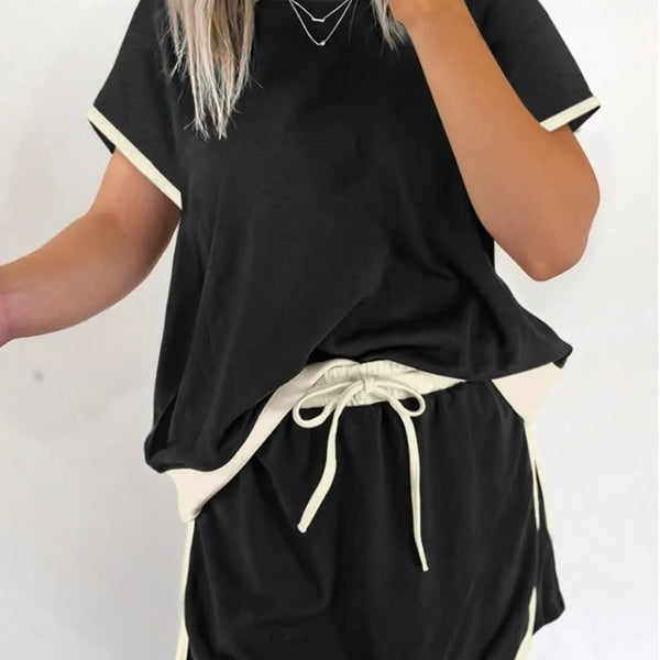 Colorblock Edge Drop Shoulder T Shirt Skort