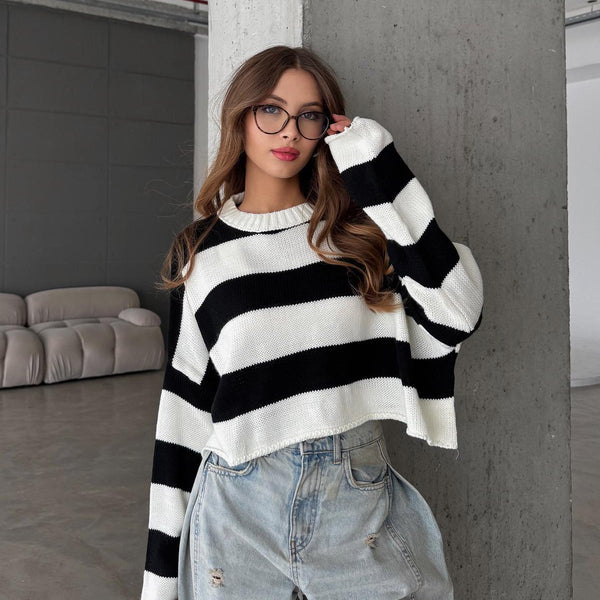 Sulo Cream Striped Knit Sweater