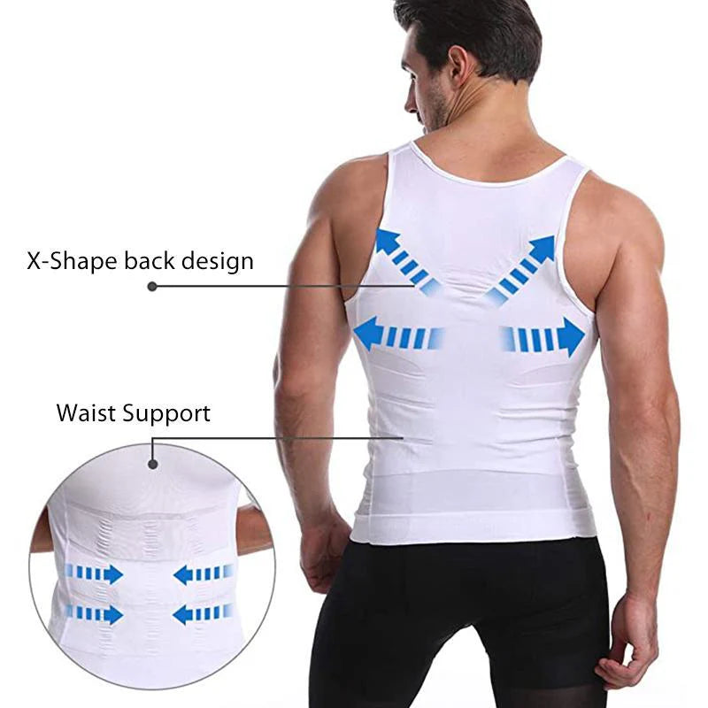 Men's Slimming Tummy Control Chest Undershirt Shapewear！