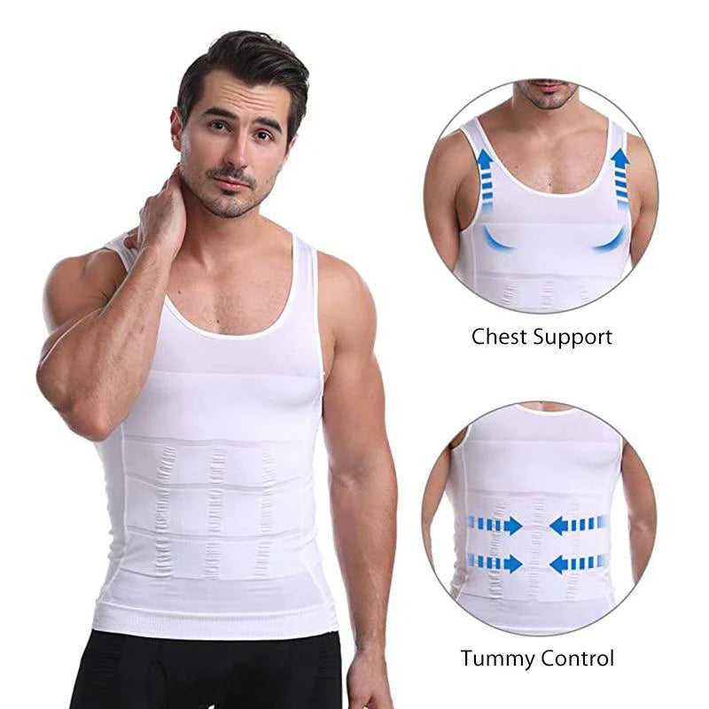 Men's Slimming Tummy Control Chest Undershirt Shapewear！