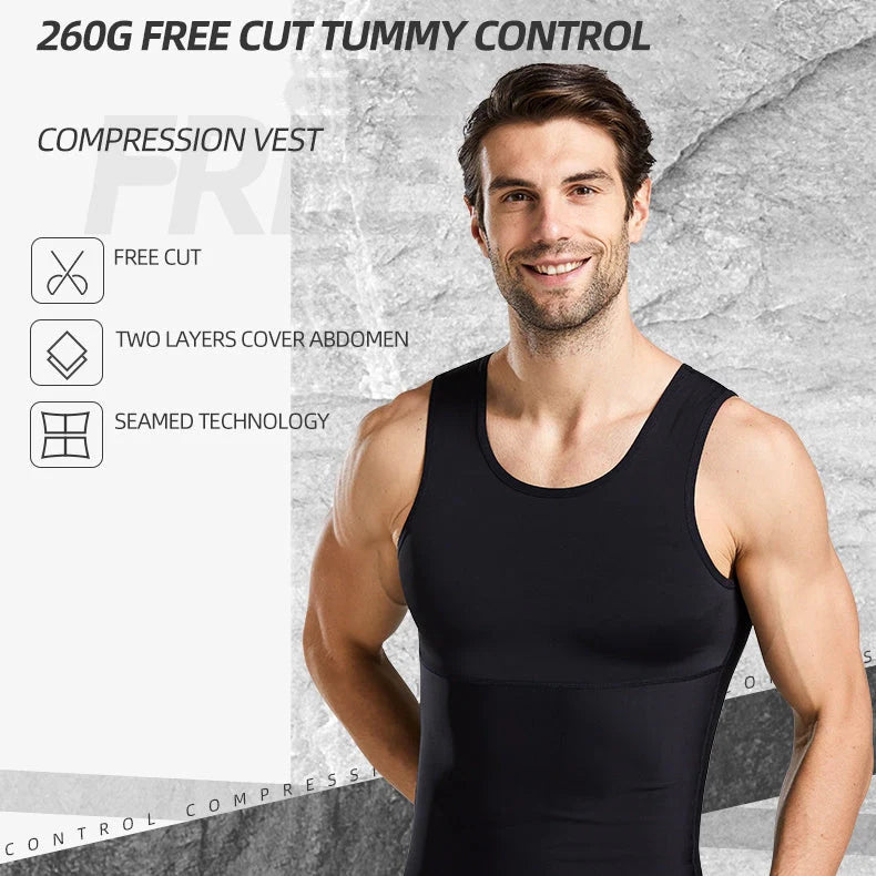 Men's Slimming Tummy Control Chest Undershirt Shapewear！