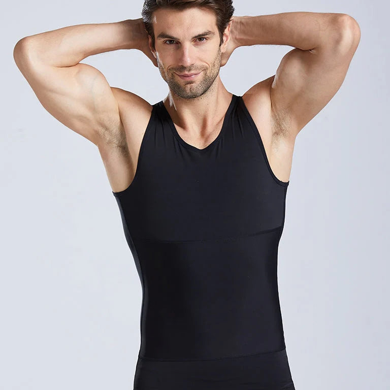 Men's Slimming Tummy Control Chest Undershirt Shapewear！