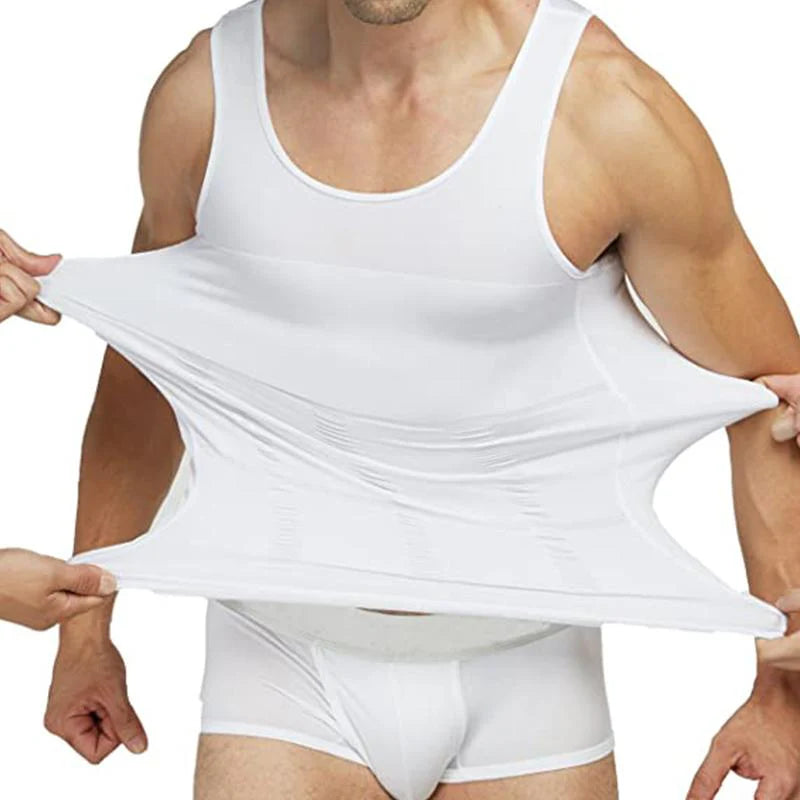 Men's Slimming Tummy Control Chest Undershirt Shapewear！