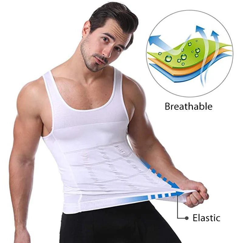 Men's Slimming Tummy Control Chest Undershirt Shapewear！