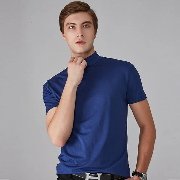Men's Slim Fit High Neck Casual Shirt