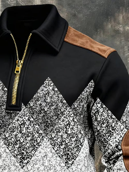 Retro Colorblock Zip Sweatshirt
