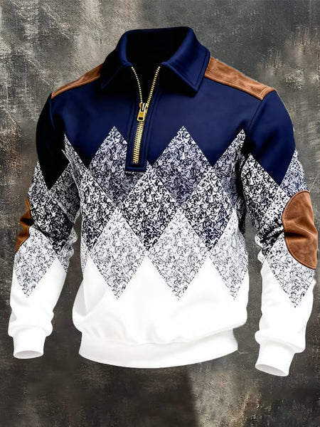Retro Colorblock Zip Sweatshirt