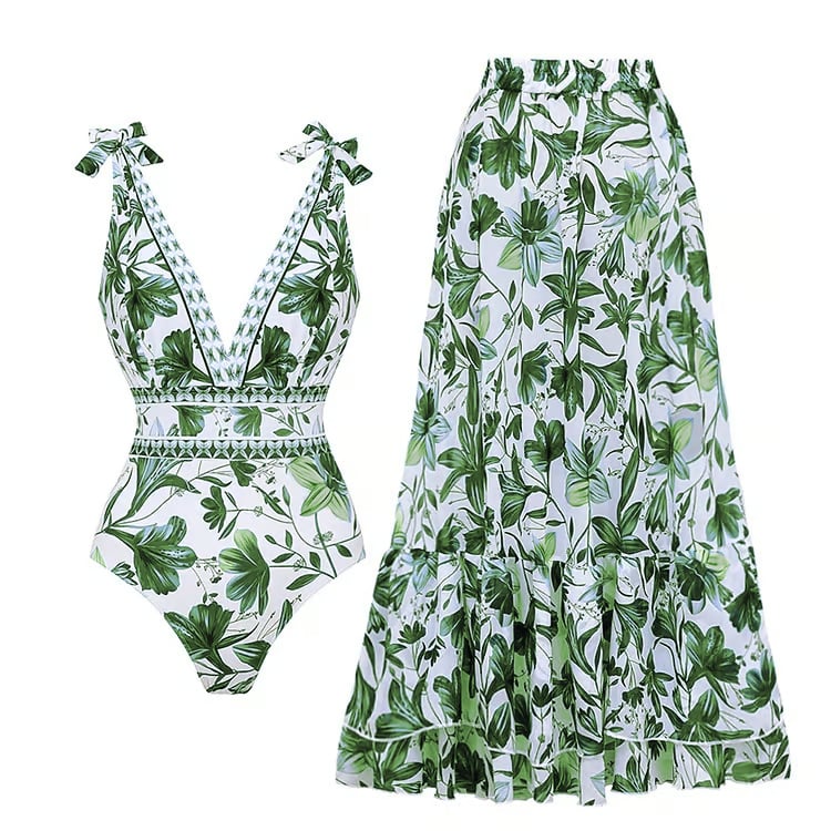 Reversible Tie-shoulder Bikini Swimsuit Set