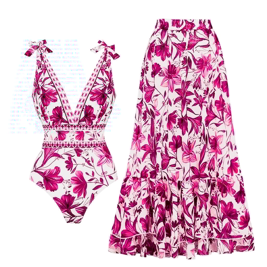 Reversible Tie-shoulder Bikini Swimsuit Set