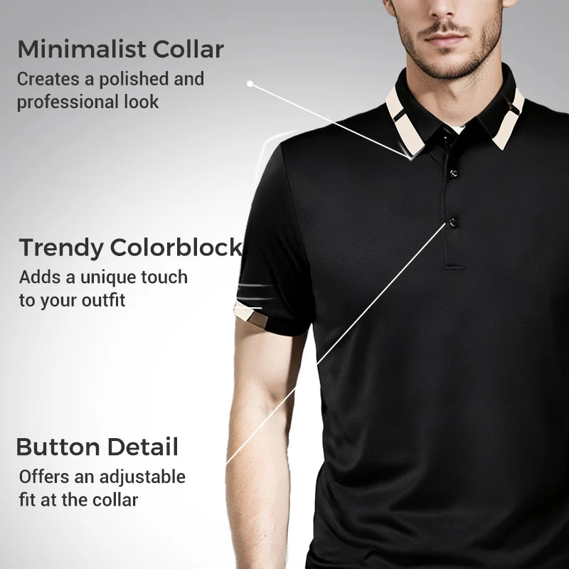 Men's Stretch Ice Silk Short Sleeve Lapel T-shirt